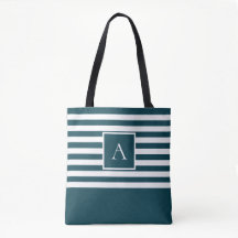CHIC AQUAMARIN WHITE STRIPE Square Letter Monogram