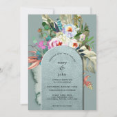 Chic Aquamarine Aquamarin Eukalyptus Arch Einladung (Vorderseite)