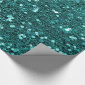 Chic-aquamariner Imitat-Glitzer Geschenkpapier (Ecke)
