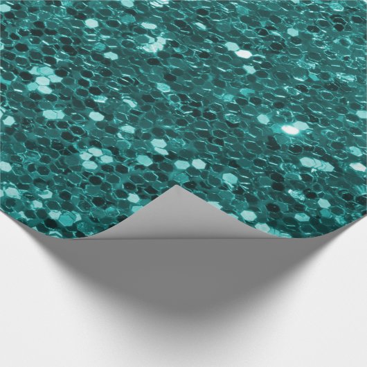 Chic-aquamariner Imitat-Glitzer Geschenkpapier (Ecke)