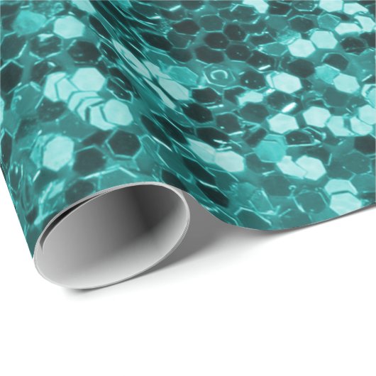 Chic-aquamariner Imitat-Glitzer Geschenkpapier (Rolleneckpunkt)
