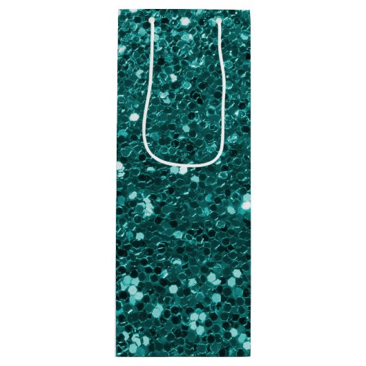 Chic-aquamariner Imitat-Glitzer Geschenktüte Für Weinflaschen (Vorderseite)