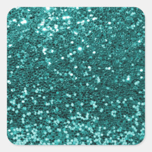 Chic-aquamariner Imitat-Glitzer Quadratischer Aufkleber