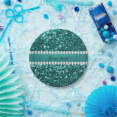 Chic-aquamariner Imitat-Glitzer und Diamanten Pappteller (Party)