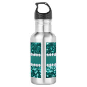 Chic-aquamariner Imitat-Glitzer und Diamanten Trinkflasche (Rückseite)