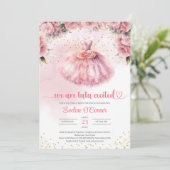 Chic Aquarell Ballerina Kleid Mädchen Baby Dusche Einladung (Stehend Vorderseite)