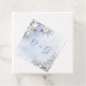 Chic Aquarell Blau-Weiß-Blume Monogramm Geschenkanhänger (Beispiel)