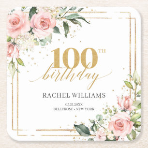 Chic Aquarell Blume bis zum 100. Geburtstag Rechteckiger Pappuntersetzer