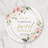 Chic Aquarell Blume Gold Salbei Süß 16. Geschenkanhänger (Rückseite)