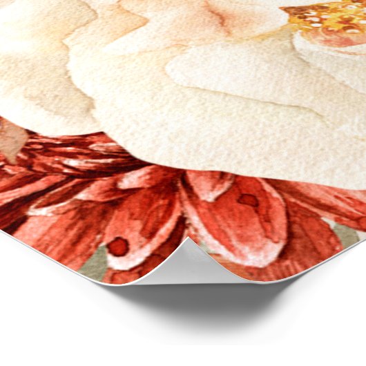 Chic Aquarell Blume Herbstfarben Kupfer Willkommen Poster (Ecke)