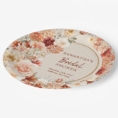 Chic Aquarell Blume Herbstfarben Kupferrot Pappteller (Schrägansicht)