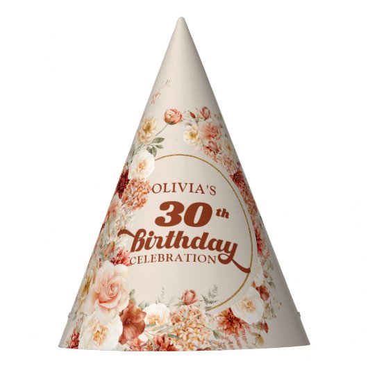 Chic Aquarell Blume Herbstfarben Kupferrot Partyhütchen (Vorderseite)