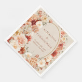 Chic Aquarell Blume Herbstfarben Kupferrot Serviette (Ecke)