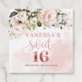 Chic Aquarell Blume Rose Gold süß 16. Geschenkanhänger (Rückseite)