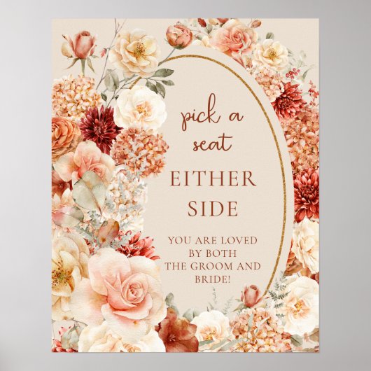 Chic Aquarell-Blume Wählen Sie einen Platz auf bei Poster (Vorne)