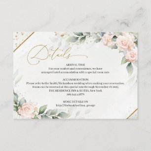 Chic Aquarell Blüten Blumen und Grün Gold Begleitkarte