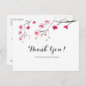 Chic Aquarell Cherry Blossom Hochzeit Vielen Dank Postkarte (Vorne/Hinten)
