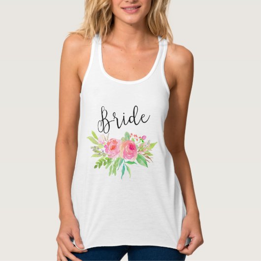 Chic Aquarell Floral Bride Tank Top (Vorderseite)