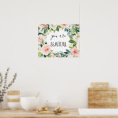 Chic Aquarell Floral Sie sind schön Poster (Küche)