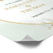 Chic Aquarell Grün und Gold Hochzeitsempfang Poster (Ecke)