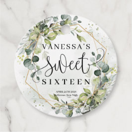 Chic Aquarell Grün und goldener Rahmen süß 16. Geschenkanhänger