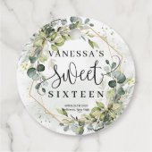 Chic Aquarell Grün und goldener Rahmen süß 16. Geschenkanhänger (Rückseite)