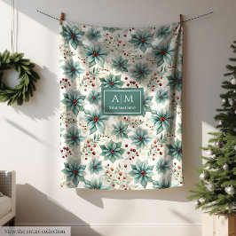 Chic Aquarell pastellgrün Poinsettia minimalistisc Fleecedecke