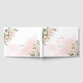 Chic Aquarell staubig Rosa Blütengrün Gästebuch (Voll)
