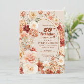 Chic Aquarell Terracotta Bordeaux rot 50. Einladung (Stehend Vorderseite)