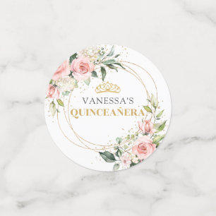 Chic Aquarellblau Blume grün 15. Geburtstag Konfetti