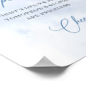 Chic Aquarellblau-weiße Rosen offene Bar Poster (Ecke)