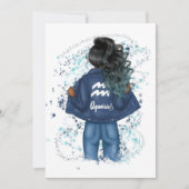 Chic Aquarius Zodiac Sign Denim Birthday Party Einladung (Vorderseite)