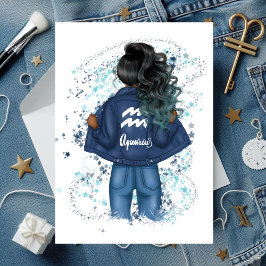 Chic Aquarius Zodiac Sign Denim Birthday Party Einladung