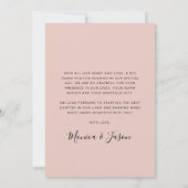 Chic Arch Foto Blush Pink Wedding Dankeskarte (Rückseite)