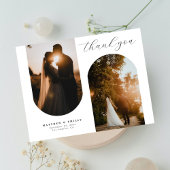 Chic Arch Foto Collage Minimal Hochzeit Vielen Dan Postkarte