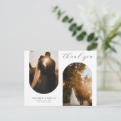 Chic Arch Foto Collage Minimal Hochzeit Vielen Dan Postkarte (Stehend Vorderseite)