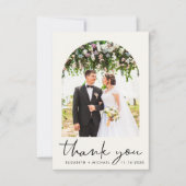 Chic Arch Foto Cream Wedding Dankeskarte (Vorderseite)