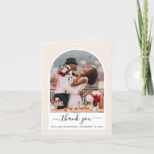Chic Arch Foto Cream Wedding Dankeskarte