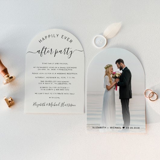 Chic Arch Foto Cream Wedding Empfang Einladung