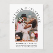 Chic Arch Foto Hochzeitsempfang Save the Date Ankündigungspostkarte (Vorderseite)