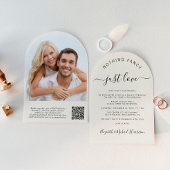 Chic Arch Foto QR Cream Wedding Reception Einladung