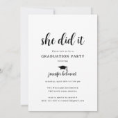 Chic Arch Foto Sie tat es Hat Tassel Abschluss Einladung (Rückseite)