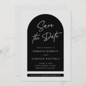 Chic Arch Frame Modern Script Black Wedding Save The Date (Vorne/Hinten)
