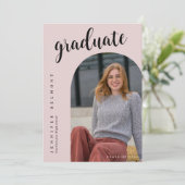 Chic Arch Photo She did it Hat Tassel Graduation Einladung (Stehend Vorderseite)