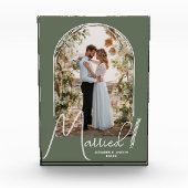 Chic Arch Sage Green Wedding Fotoblock (Vorderseite)