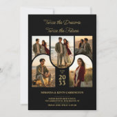 Chic Arched Collage Double Grads Twins TMF26 Einladung (Vorderseite)