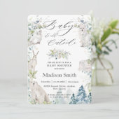 Chic Arctic Animals Winter Alpine Baby Dusche Einladung (Stehend Vorderseite)