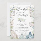 Chic Arctic Animals Winter Alpine Baby Dusche Einladung (Vorderseite)