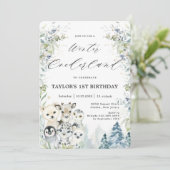 Chic Arctic Animals Winter Onederland 1. Geburtsta Einladung (Stehend Vorderseite)