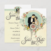 Chic Art Deco 1920er Jahre Braut & Groom Save the Date (Vorne/Hinten)